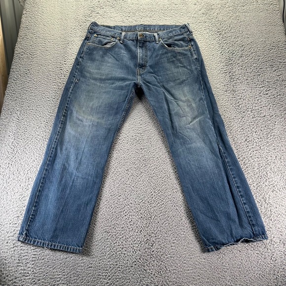 Levis 569 Jeans Mens 36x30 Blue Dark Wash Cotton Relaxed Fit Denim Workwear - Picture 1 of 9